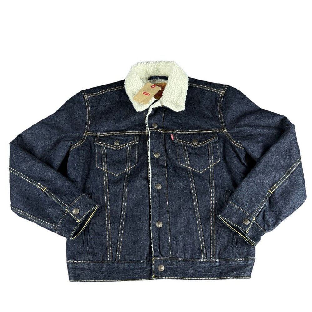 Levi's Men's Original Trucker Type III Juniper Rinse Sherpa Denim Jacket Size S
